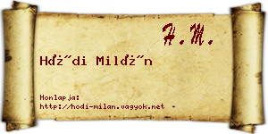 Hódi Milán névjegykártya